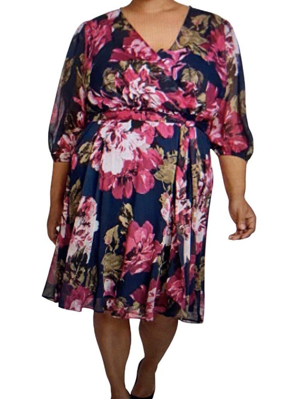 Calvin Klein Plus Size Floral-Print A-Line Wrap Dress  Multi 18 W NWT